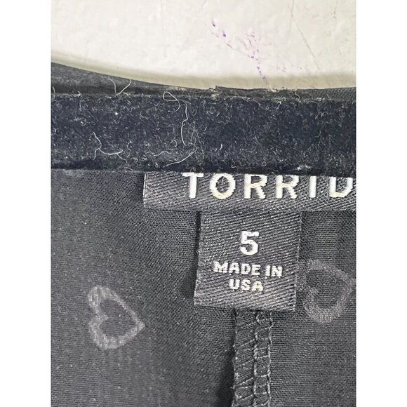 Torrid Top 5X Black Sheer Heart Novelty Retro Mod Whimsical Preppy 80s Boho - Picture 2 of 13